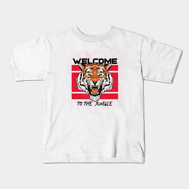 Welcome To The Jungle - Tiger Head Kids T-Shirt by Tip Top Tee's